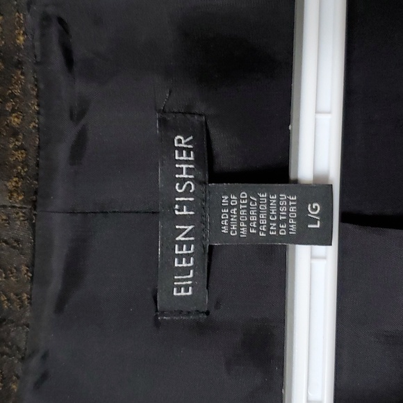 Eileen Fisher Size Large Silk Blend Jacquard Wave Blazer Jacket Black Brown - Picture 4 of 13